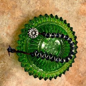 Woven denim blue translucent crystal bracelet